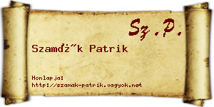 Szamák Patrik névjegykártya